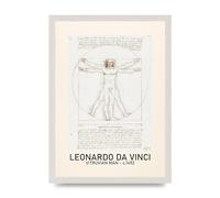 Lithobee - Leonardo Da Vinci Vitruvian Man 1492 - Printed Wall Art Design in Sizes A2, A3 & A4 Framed in a Stylish Coloured Frame or Unframed (A3 White Saw Cut Grain Frame)