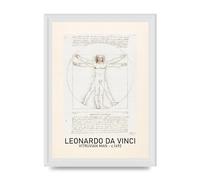 Lithobee - Leonardo Da Vinci Vitruvian Man 1492 - Printed Wall Art Design in Sizes A2, A3 & A4 Framed in a Stylish Coloured Frame or Unframed (A4 White Ornate Frame)
