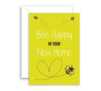 Lithobee - Moving Home Cards - Bee Happy For Friends Family Mates Mums Dads Sisters And Brothers With A Funny Rude Message About The New Neighbours