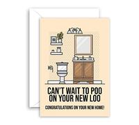 Lithobee - Moving Home Cards - Cant Wait To Poo On Your New Loo For Friends Family Mates Mums Dads Sisters And Brothers With A Funny Rude Message About The New Neighbours