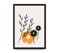 Lithobee - Mustard Flower Series Five - Printed Wall Art Design in Sizes A2, A3 & A4 Framed in a Stylish Quality Coloured Frame or Unframed (A4 Black Brushed Frame)
