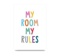 Lithobee - My Room My Rules - Printed Wall Art Design in Sizes A2, A3 & A4 Framed in a Stylish Quality Coloured Frame or Unframed (A3 Unframed)