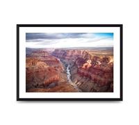 Lithobee - North South Rim Grand Canyon - Printed Wall Art Design in Sizes A2, A3 & A4 Framed in a Stylish Quality Coloured Frame or Unframed (A3 Black Brushed Frame)