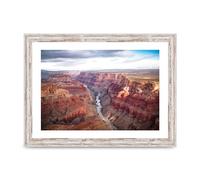 Lithobee - North South Rim Grand Canyon - Printed Wall Art Design in Sizes A2, A3 & A4 Framed in a Stylish Quality Coloured Frame or Unframed (A4 White Distressed Frame)