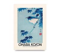 Lithobee - Ohara Koson Robin On A Maple Branch 1935 - Printed Wall Art Design in Sizes A2, A3 & A4 Framed in a Stylish Coloured Frame or Unframed (A2 Unframed)