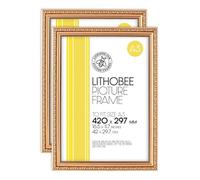 Lithobee - Pack of 2 Gold Ornate Stylish Quality Coloured Frames come in Sizes A3 & A4 Ideal for Home Bedrooms Living Rooms Offices and Framing Photographs, Prints and Artwork