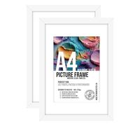 Lithobee Pack of 2 White A4 Picture Frames With Mount