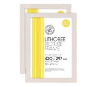 Lithobee - Pack of 2 White Saw Cut Grain Stylish Quality Coloured Frames come in Sizes A3 & A4 Ideal for Home Bedrooms Living Rooms Offices and Framing Photographs, Prints and Artwork