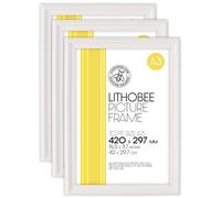 Lithobee - Pack of 3 White Ornate Stylish Quality Coloured Frames come in Sizes A3 & A4 Ideal for Home Bedrooms Living Rooms Offices and Framing Photographs, Prints and Artwork