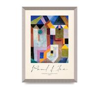 Lithobee - Paul Klee Colorful Architecture 1917 - Printed Wall Art Design in Sizes A2, A3 & A4 Framed in a Stylish Coloured Frame or Unframed (A3 Silver Abraded Frame)