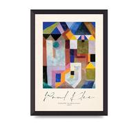 Lithobee - Paul Klee Colorful Architecture 1917 - Printed Wall Art Design in Sizes A2, A3 & A4 Framed in a Stylish Coloured Frame or Unframed (A3 Black Abraded Frame)