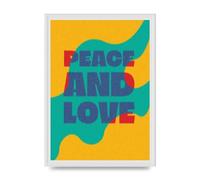 Lithobee - Peace And Love Quote - Printed Wall Art Design in Sizes A2, A3 & A4 Framed in a Stylish Quality Coloured Frame or Unframed (A3 White Ornate Frame)