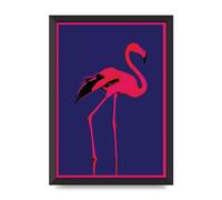 Lithobee - Pink Flamingo - Printed Wall Art Design in Sizes A2, A3 & A4 Framed in a Stylish Quality Coloured Frame or Unframed (A3 Black Abraded Frame)