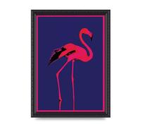 Lithobee - Pink Flamingo - Printed Wall Art Design in Sizes A2, A3 & A4 Framed in a Stylish Quality Coloured Frame or Unframed (A4 Black Ornate Frame)