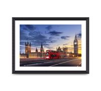 Lithobee - Red Bus Big Ben London - Printed Wall Art Design in Sizes A2, A3 & A4 Framed in a Stylish Quality Coloured Frame or Unframed (A3 Black Ornate Frame)