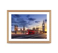 Lithobee - Red Bus Big Ben London - Printed Wall Art Design in Sizes A2, A3 & A4 Framed in a Stylish Quality Coloured Frame or Unframed (A3 Gold Ornate Frame)