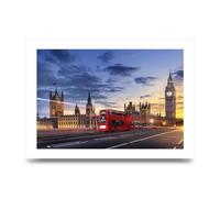 Lithobee - Red Bus Big Ben London - Printed Wall Art Design in Sizes A2, A3 & A4 Framed in a Stylish Quality Coloured Frame or Unframed (A2 Unframed)