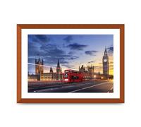 Lithobee - Red Bus Big Ben London - Printed Wall Art Design in Sizes A2, A3 & A4 Framed in a Stylish Quality Coloured Frame or Unframed (A3 Bronze Abraded Frame)