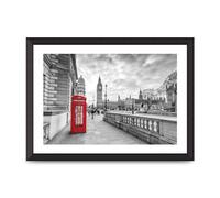 Lithobee - Red Telephone Box London - Printed Wall Art Design in Sizes A2, A3 & A4 Framed in a Stylish Quality Coloured Frame or Unframed (A3 Black Abraded Frame)
