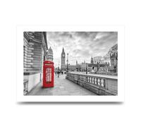 Lithobee - Red Telephone Box London - Printed Wall Art Design in Sizes A2, A3 & A4 Framed in a Stylish Quality Coloured Frame or Unframed (A2 Unframed)