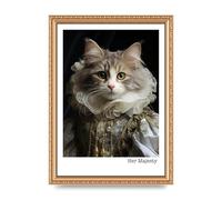 Lithobee - Regal cat portrait Home Wall Art Prints in Sizes A2, A3 & A4 Framed in a Stylish Quality Coloured Frame or Unframed - A4 Gold Ornate Frame