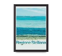 Lithobee - Regione Sicilia 35Mm - Printed Wall Art Design in Sizes A2, A3 & A4 Framed in a Stylish Quality Coloured Frame or Unframed (A3 Black Abraded Frame)