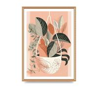Lithobee - Serene Boho Planter Neutral Riso Illustration Home Wall Art Prints - A2 Gold Ornate Frame