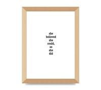 Lithobee - She Believed She Could So She Did Quote Inspirational - Printed Wall Art Design in Sizes A2, A3 & A4 Framed in a Stylish Frame or Unframed (A4 Gold Abraded Frame)