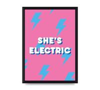 Lithobee - Shes Electric - Printed Wall Art Design in Sizes A2, A3 & A4 Framed in a Stylish Quality Coloured Frame or Unframed (A4 Black Brushed Frame)