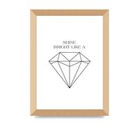 Lithobee - Shine Bright Like A Diamond - Printed Wall Art Design in Sizes A2, A3 & A4 Framed in a Stylish Quality Coloured Frame or Unframed (A4 Gold Abraded Frame)