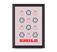 Lithobee - Smile Flower Acid House Smiley - Printed Wall Art Design in Sizes A2, A3 & A4 Framed in a Stylish Quality Coloured Frame or Unframed (A4 Black Abraded Frame)