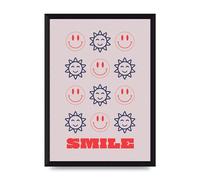 Lithobee - Smile Flower Acid House Smiley - Printed Wall Art Design in Sizes A2, A3 & A4 Framed in a Stylish Quality Coloured Frame or Unframed (A4 Black Brushed Frame)
