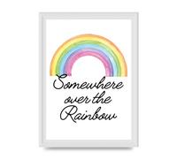 Lithobee - Somewhere Over The Rainbow - Printed Wall Art Design in Sizes A2, A3 & A4 Framed in a Stylish Quality Coloured Frame or Unframed (A4 White Ornate Frame)
