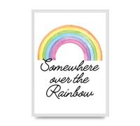 Lithobee - Somewhere Over The Rainbow - Printed Wall Art Design in Sizes A2, A3 & A4 Framed in a Stylish Quality Coloured Frame or Unframed (A2 White Ornate Frame)