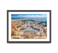 Lithobee - St Peters Square In Vatican - Printed Wall Art Design in Sizes A2, A3 & A4 Framed in a Stylish Quality Coloured Frame or Unframed (A3 Black Grain Frame)