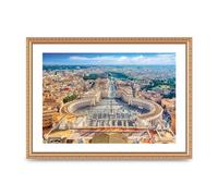 Lithobee - St Peters Square In Vatican - Printed Wall Art Design in Sizes A2, A3 & A4 Framed in a Stylish Quality Coloured Frame or Unframed (A3 Gold Ornate Frame)