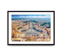 Lithobee - St Peters Square In Vatican - Printed Wall Art Design in Sizes A2, A3 & A4 Framed in a Stylish Quality Coloured Frame or Unframed (A3 Black Brushed Frame)
