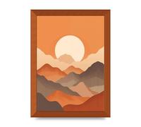 Lithobee - Sunset Mountains Boho Riso Print Home Wall Art Prints - A4 Bronze Abraded Frame