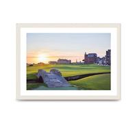 Lithobee - Swilcan Bridge Old Course At Sunrise St Andrews - Printed Wall Art Design in Sizes A2, A3 & A4 Framed in a Stylish Quality Coloured Frame or Unframed (A3 White Grain Frame)