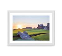 Lithobee - Swilcan Bridge Old Course At Sunrise St Andrews - Printed Wall Art Design in Sizes A2, A3 & A4 Framed in a Stylish Quality Coloured Frame or Unframed (A4 White Ornate Frame)