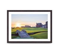 Lithobee - Swilcan Bridge Old Course At Sunrise St Andrews - Printed Wall Art Design in Sizes A2, A3 & A4 Framed in a Stylish Quality Coloured Frame or Unframed (A3 Black Saw Cut Grain Frame)