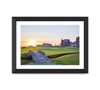 Lithobee - Swilcan Bridge Old Course At Sunrise St Andrews - Printed Wall Art Design in Sizes A2, A3 & A4 Framed in a Stylish Quality Coloured Frame or Unframed (A4 Black Abraded Frame)