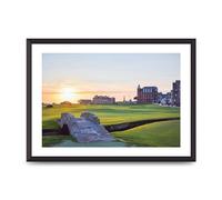 Lithobee - Swilcan Bridge Old Course At Sunrise St Andrews - Printed Wall Art Design in Sizes A2, A3 & A4 Framed in a Stylish Quality Coloured Frame or Unframed (A2 Black Abraded Frame)
