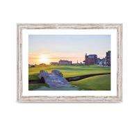 Lithobee - Swilcan Bridge Old Course At Sunrise St Andrews - Printed Wall Art Design in Sizes A2, A3 & A4 Framed in a Stylish Quality Coloured Frame or Unframed (A4 White Distressed Frame)