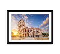 Lithobee - The Coliseum In Rome - Printed Wall Art Design in Sizes A2, A3 & A4 Framed in a Stylish Quality Coloured Frame or Unframed (A4 Black Brushed Frame)