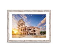 Lithobee - The Coliseum In Rome - Printed Wall Art Design in Sizes A2, A3 & A4 Framed in a Stylish Quality Coloured Frame or Unframed (A4 White Distressed Frame)
