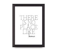 Lithobee - There Is No Place Like Home - Printed Wall Art Design in Sizes A2, A3 & A4 Framed in a Stylish Quality Coloured Frame or Unframed (A4 Black Abraded Frame)