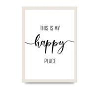 Lithobee - This Is My Happy Place - Printed Wall Art Design in Sizes A2, A3 & A4 Framed in a Stylish Quality Coloured Frame or Unframed (A3 White Grain Frame)