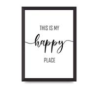 Lithobee - This Is My Happy Place - Printed Wall Art Design in Sizes A2, A3 & A4 Framed in a Stylish Quality Coloured Frame or Unframed (A3 Black Abraded Frame)