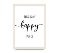 Lithobee - This Is My Happy Place - Printed Wall Art Design in Sizes A2, A3 & A4 Framed in a Stylish Quality Coloured Frame or Unframed (A4 White Grain Frame)